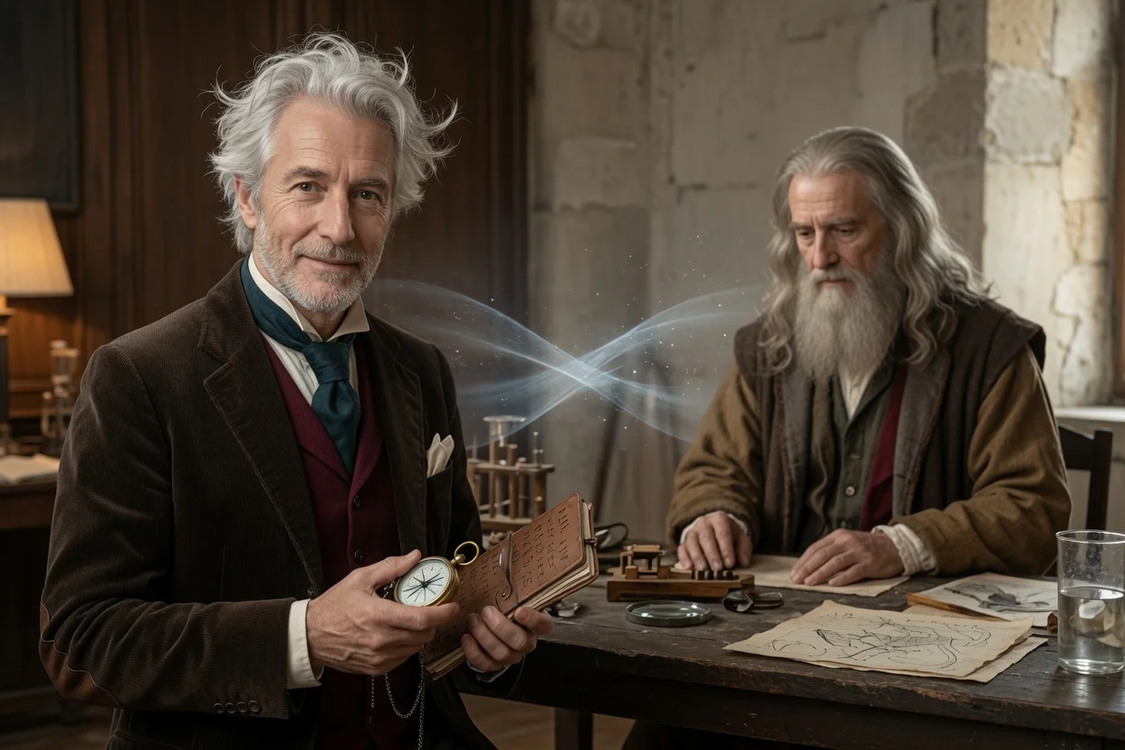 Professor Kairos with Leonardo da Vinci